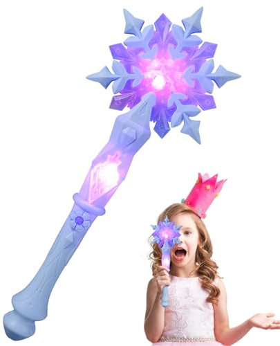 MAGICLULU 1 Stück Schneeflocke magischen Zauberstab Prinzessinnen Zauberstab Leuchtender Schneeflocken Leuchtstab Für Weihnachten Halloween Partyzubehör (Ohne Batterien)