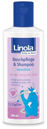Linola Baby & Kind Duschpflege & Shampoo sensitiv - 1 x 200 ml - Für Haut und Haar | 2-in-1 Duschgel & Shampoo für sensible Baby- und Kinderhaut