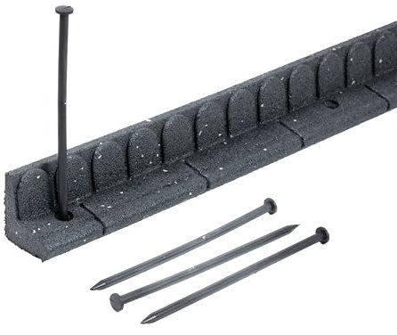 Nicoman Lawnmover Friendly Garden Border 4-ft Rubber Landscape Grass Lawn Mower Edging Section 120cm, Grey, Pack of 4