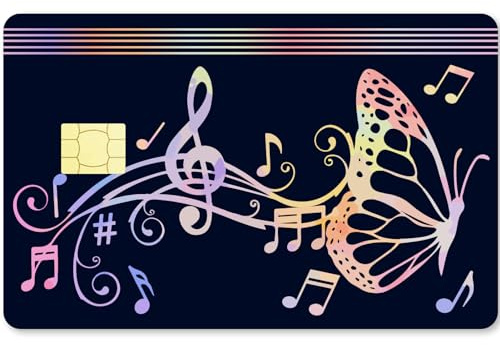 CREATCABIN Autocollant Peau Carte Note Musicale,Peau Carte Crédit Débit,Papillon Couvrant Bancaire,Autocollant Protection,Anti-Rayures,sans Bulle,Fin pour -Clé Transport EBT 186.3x137.3mm