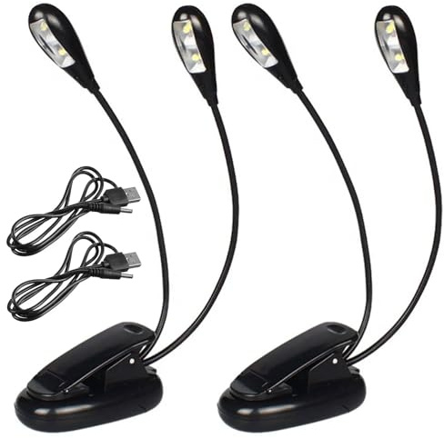 Cerioll Luz LED Para Partituras, Lámpara LED Para Atril, 2 Piezas Lampara Partituras, Luces De Piano, Cuello Flexible, Con Cable Usb, Adecuado Para Soporte De Piano, Escritorio, Atril, Negro