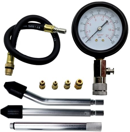 Kit de vérification de cylindre de moteur - Double manomètre - Kit de test de compression et cylindre - Outil de test de fuite pour diagnostics de voitures, camions et motos