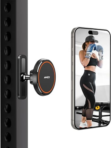 APPS2Car Support Téléphone Magnétique pour Sport et Fitness, réglable à 360° pour MagSafe, pour Smartphones 4,7 à 6,5 Pouces, Base et rotule en Alliage