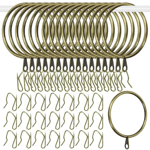 Glarks 30 Ensembles 50mm / 2inch Verdigris métal draperie Rideau bagues suspendues Ensemble, Comprend 30pcs bagues de Rideau et 30pcs draperie Crochets de Broche, draperie coulissante Eyelet bagues