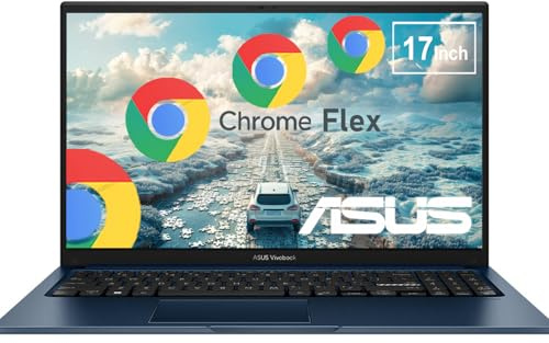 ASUS Vivobook 17.3 Chromebook Laptop For Student & Business, 8GB RAM, 128GB SSD, Intel 6-Core i3 Processor, FHD Anti-Glare IPS, Built for School and Work Game Apps Not Supported, WiFi-6, ChromeOS Flex
