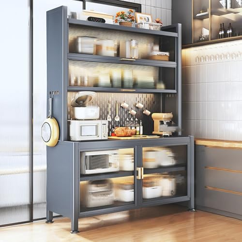 Armadio a 6 ripiani in metallo per microonde, resistente, capacità 300 kg, per cucina, soggiorno, patio, balcone, garage e sala da pranzo