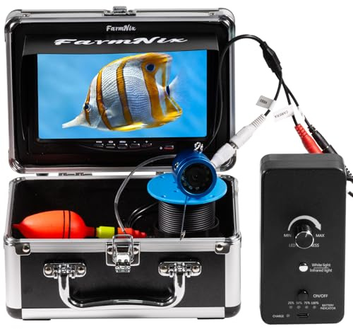 Fishfinder Caméra sous-Marine pour la pêche, Vision Nocturne Infrarouge, 1200TVL IR Lumières infrarouges, Grand Angle, hôte IP65 étanche, avec écran IPS de 7 Pouces pour Glace, rivière et Bateau (15M)