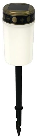 Luz LED para tumba – Linterna solar impermeable para exteriores | Lámpara de cementerio con vela religiosa | Iluminación de energía solar para exteriores Caja de cartón incluida
