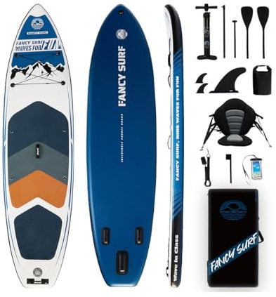 Paddle Gonflable Adulte 351×89 cm, Charge 200 kg Livrée avec Pompe, dérives, Sac à Dos, Accessoires et Pochette téléphone étanche, idéale pour pêche, Yoga et randonnée Aquatique