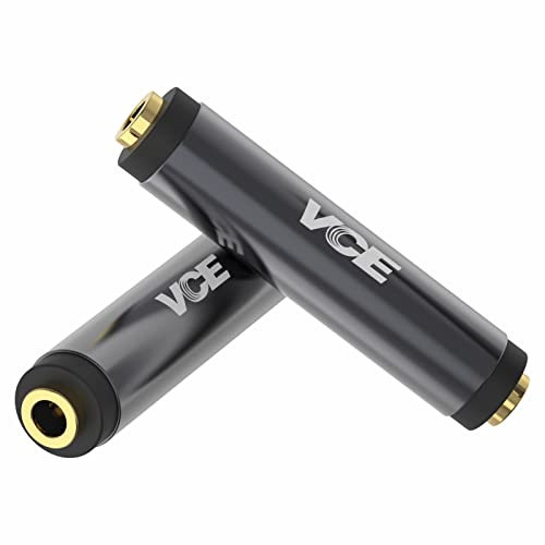 VCE Stereo Klinkenstecker Kupplung Audio 3,5mm Klinke Kupplung Adapter 4 Polig 3,5mm Klinkenbuchse zu 3,5mm Klinkenbuchse Aux Doppelkupplung 2 Stück