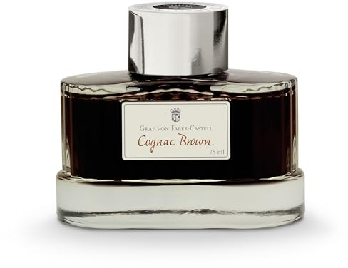 Graf von Faber-Castell 141016 - Tintenglas Cognac Brown, 75 ml, dokumentenechte Tinte im edlen Tintenfass