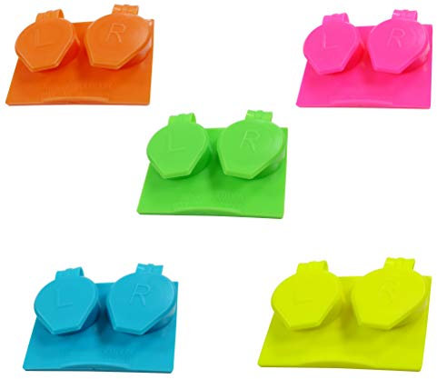 SPORTS WORLD VISION 4PC Flat Flip Top Contact Lens Cases | Colorful Travel Lens Solution Holders with L/R Compartments | Durable & Leakproof Storage Boxes for Soft & Hard Lenses Bulk Buy in Mix Color