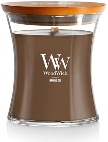 WoodWick Humidor Gifts for Women and Men, 9.7 oz Medium Hourglass Candle with Crackling Wick
