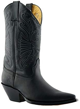 Slipmaskiner Buffalo svarta cowboystövlar för män, Svart, 42.5 EU