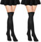 WLLHYF Oberschenkelhohe Socken Für Damen Und Mädchen Baumwolle Extra Lange Socken Für Damen Oberschenkelhohe Beinwärmer Stiefelsocken Damen Mädchen (Schwarz)