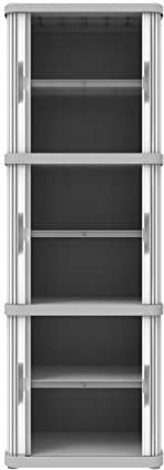 Terry, Rolling Space Cab 3, armario interior y exterior de 3 compartimentos con dos puertas correderas, 3 estantes interiores ajustables, gris, de plástico reciclado, dimensiones: 59 x 36 x 170 cm