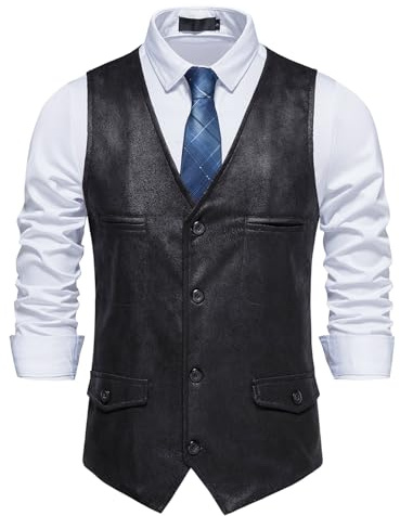 MakingDa Chaleco formal sin mangas con cuello en V para hombre, chaleco de vestir informal de negocios