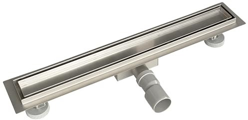 Acezanble Caniveau de Douche Acier INOX, Réglable Le 2 en 1 Carreler Caniveau, Caniveau de Douche avec Siphon à bloqueur d'odeurs et Filtre à Cheveux, Drainage Rapide, Caniveau Extra Plat 90cm