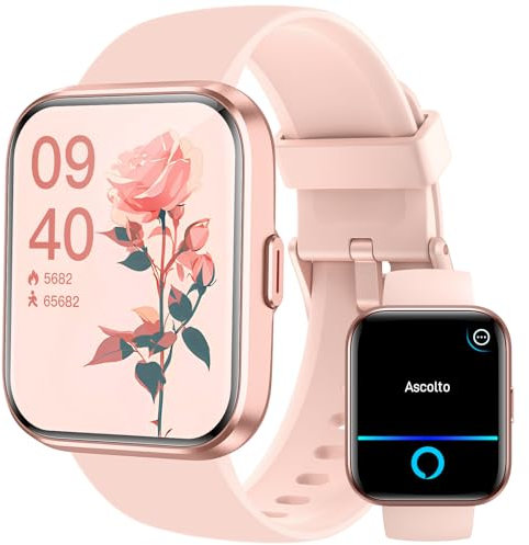 Woneligo Smartwatch Damen Herren mit Telefonfunktion, 1.8 Schrittzähler Uhr mit Alexa,24H Herzfrequenz,SpO2,Schlaf,IP68 Wasserdicht, 100+ Sportmodi Fitnessuhr Damen