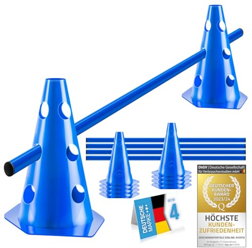 all Pets United® Set de haies à enfoncer pour chiens ; Accessoires d'entraînement à l'agilité pour chiens & chevaux ; Set de haies avec barre & cônes stable pour exercice d'animaux & football (4 Sets)