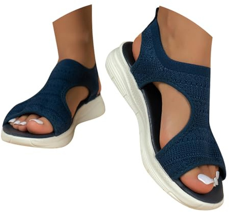 Sandales Mode Femme orthopédiques pour Femmes Sandales Été Bout Ouvert Sandales de Plage Leger Confortable Sandales de Respirante Tricot Sandale de Sport Sandales De Marche Confort