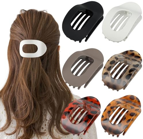 Pinzas Pelo Mujer Planas Antideslizantes – Set de 6 Pinzas Elegantes para Cabello Fino y Grueso, Accesorios para Uso Diario y Fiesta