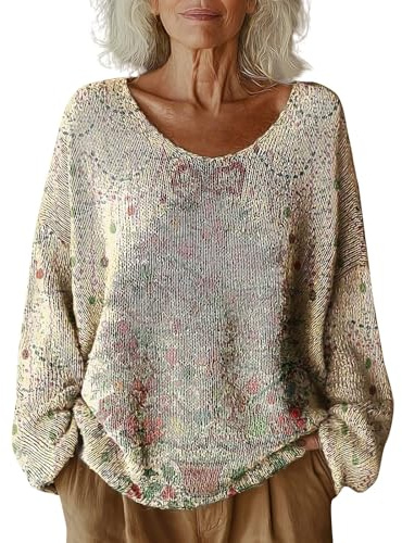 Sweatshirt Mujer Jersey Mujer Otoño 2025 Suéter Casual con Estampado para Jerseys Finos Jersey Largo