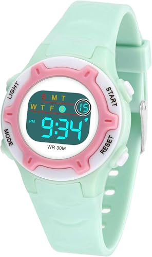 Ayybboo Reloj Niño Digital Infantil con 7 Luces LED,Impermeable 3 ATM, Alarma,Fecha,Cronómetro,Reloj Deportivo de Pulsera para Niñas y Niños,Regalo Ideal