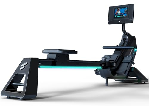 Sportstech Premium Rudergerät für zuhause + Touch Display - Deutsche Qualitätsmarke - App mit Workouts & Training Kursen, klappbare Rudermaschine mit LED Technologie, sRow