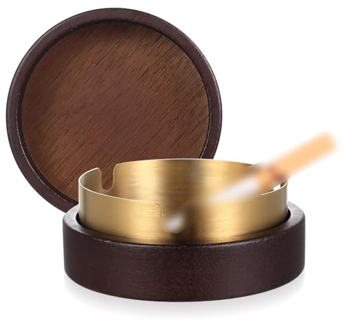 Edelstahl & Holz Behälter mit Deckel für den Außenbereich, windgeschützter Ablagebehälter mit herausnehmbarem Einsatz, kompakte Aufbewahrung für Terrasse, Garten, Büro, Bar, Restaurant und Zuhause