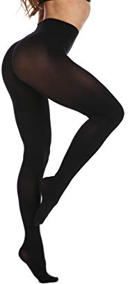 Frola Dames Collants Semi-opaques Lisses Pantalon Collant à Pieds Microfibre Souple Contour Collants de Femmes 80 DEN(S-M,Noir)