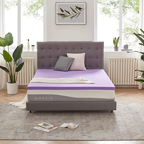 SINWEEK Cubrecolchón de Espuma viscoelástica de Gel de 2 Pulgadas, Suave ventilado, cubrecolchón de Cama, Certificado CertiPUR-US, tamaño Queen, Morado