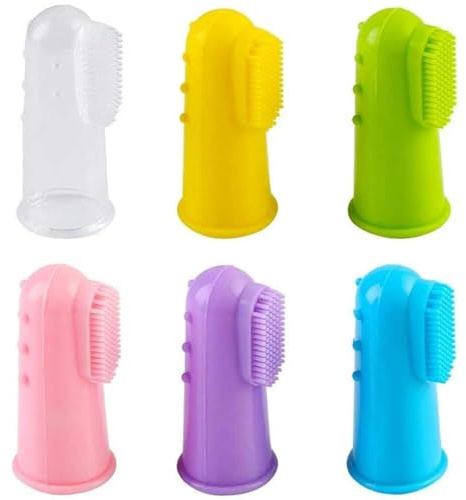 Aczyqws Finger Toothbrush,6 Pack Silicone Baby Finger Brush with Clear Case Set Food Grade Tooth Cleaner Oral Massager for Infant &Toddlers