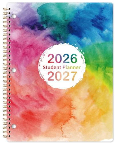 Student Planner 2026-2027 - school planner 2026-2027, Jul. 2026 - Jun. 2027, 8.5 x 11, Planners Academic Year, 3-Hole Punched & Stickers- Colourful