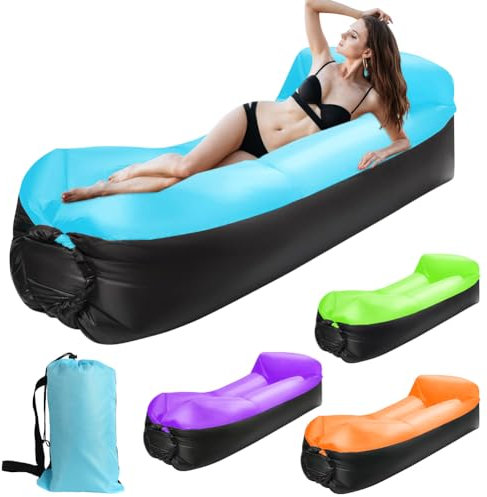 Gohytal Aufblasbares Sofa, 230 × 70CM Wasserdichtes Luftsofa Outdoor Tragbares Aufblasbar Luft Sofa Couch Air Lounger mit Portable Paket für Camping, Urlaub, Schwimmbad, Strandparties, Hinterhof, Blau