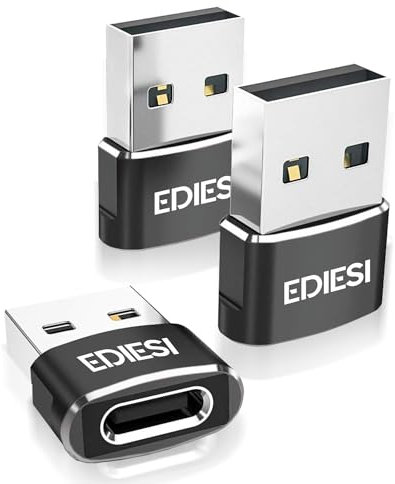 EDIESI, Adaptateur USB C vers USB, Pack 3, pour Chargement Rapide et synchronisation des données, Compatible iPhone 15/14/13, iPad, Galaxy, CarPlay, AirPods (Noir)