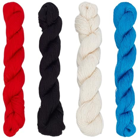 FREEBLOSS 4pezzi Filo Sashiko in 4 colori Matassa Sashiko 4 * 100 M filo da ricamo in puro cotone Filo Sashiko giapponese per quilting e ricamo Kit Sashiko Forniture
