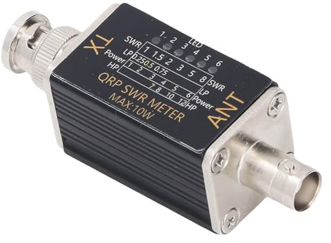 Plyisty 10W SWR-mätare 1-50 MHz med 6 LED-indikatorer, Stående Vågförhållande och Kraftmätare, BNC-gränssnitt, Inget Batteri Krävs, Aluminiumlegeringshus för Radiosändning