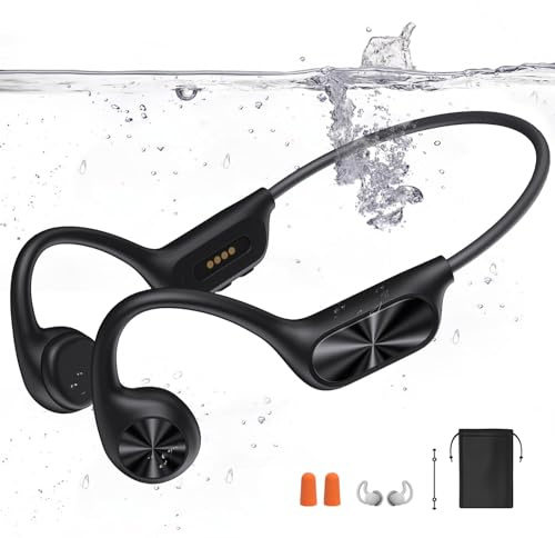 Casque Conduction Osseuse Bluetooth 5.4,Écouteur Natation IPX8 Étanche avec Lecteur MP3 à Mémoire Intégrée de 32 Go,Casque Sport Oreilles Ouvertes, 8H d’Autonomie pour Natation, Course à Pied,Cyclisme