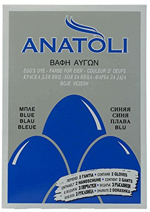 Anatoli Eierfarbe aus Griechenland blau 3g lebensmittelecht - Blaue Eier Farbe inklusive Handschuhe - griechische Ostern