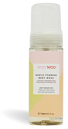 WooWoo Manifesto Gentle Foaming Natural Body Wash For Women 150ml - Vegan, Sulphate Free Body Care, pH Balanced Gentle Skin Cleanser with Aloe Vera and Artichoke Leaf Peptides - Menopause Range