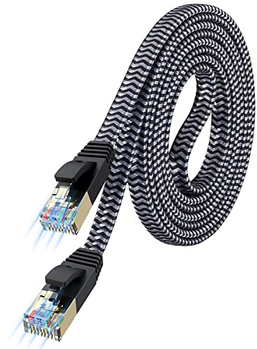 Cavo ethernet cat 7, Morelecs nylon intrecciato cavo di rete Cat 7 cavo internet via cavo Ethernet RJ45 Cat. LAN cavo per PC MAC router di 50ft 200 feet