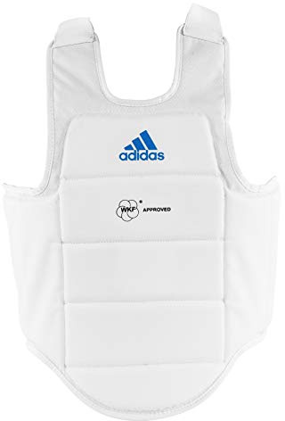 adidas WKF Approved Karate Chest Protector - White w/ Black Logo - Size XXL