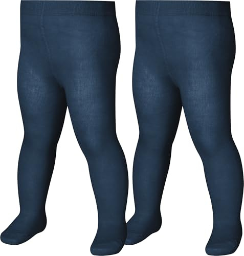 Playshoes Mixte Enfant Collants Thermiques Cuisses, Paquet Double Marin, 98-104 EU