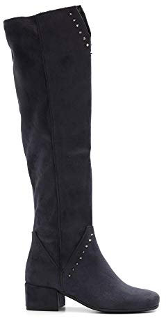 Botas de ante elástico azul con tachuelas y tacón bajo - N 543 Luisa Cam - Talla, turquesa, 37 EU