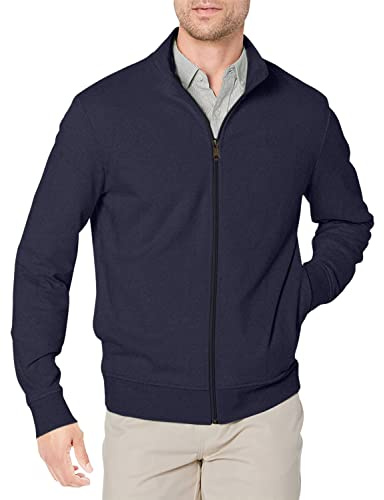Amazon Essentials Men's Lightweight French Terry Full-Zip Mock Neck Sweatshirt, Dark Navy, XL
