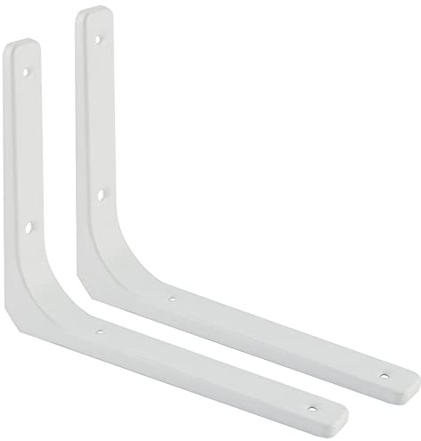 SAYAYO Shelf Bracket Heavy Duty L Brackets for Wood Angle Bracket 300*250mm | Large Wall Brackets for Shelves Metal Corner Shelf Support, Bright White Finished, 2 Pcs