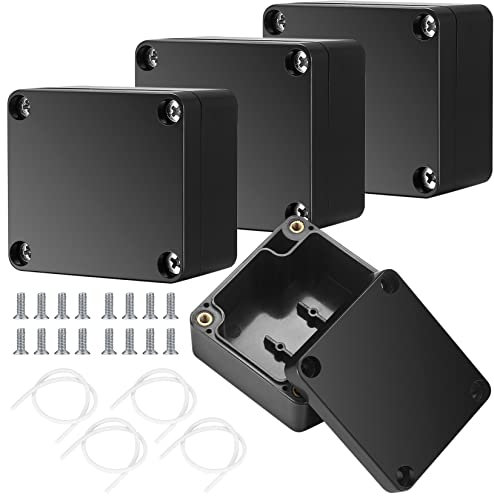 4 Stück Abzweigdose Wasserdicht IP65, Verteilerdose Außen, Electronic Projekt Box Elektrozubehör Gehäuse Kunststoff - Schwarz, 63x58x35mm