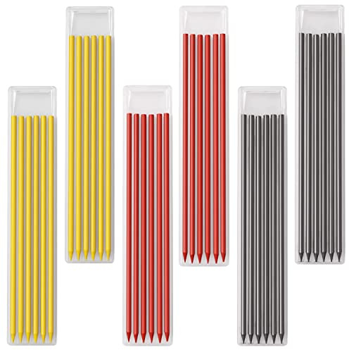 Kettion 36 Stück Bleistiftminen für Zimmermannsbleistift, 2.8mm Tischler Bleistift Ersatzminen für Pica Dry Minen, Mine Ersatz, Solide Tieflochmarker Minen Konstruktion für Architekt Zeichnen