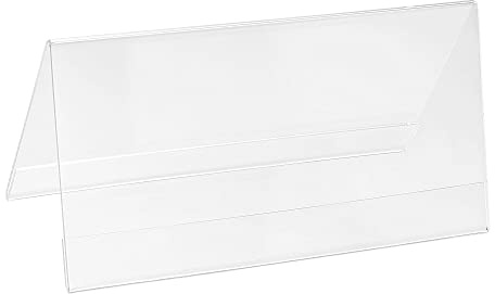 PATIKIL 7.8 x 3.9 Pulgadas Acrílico Escritorio Identificación Placa Soportes, 15uds Transparente Nombre Tienda Soportes, V Forma para Mesa Menú Tarjetero Soporte